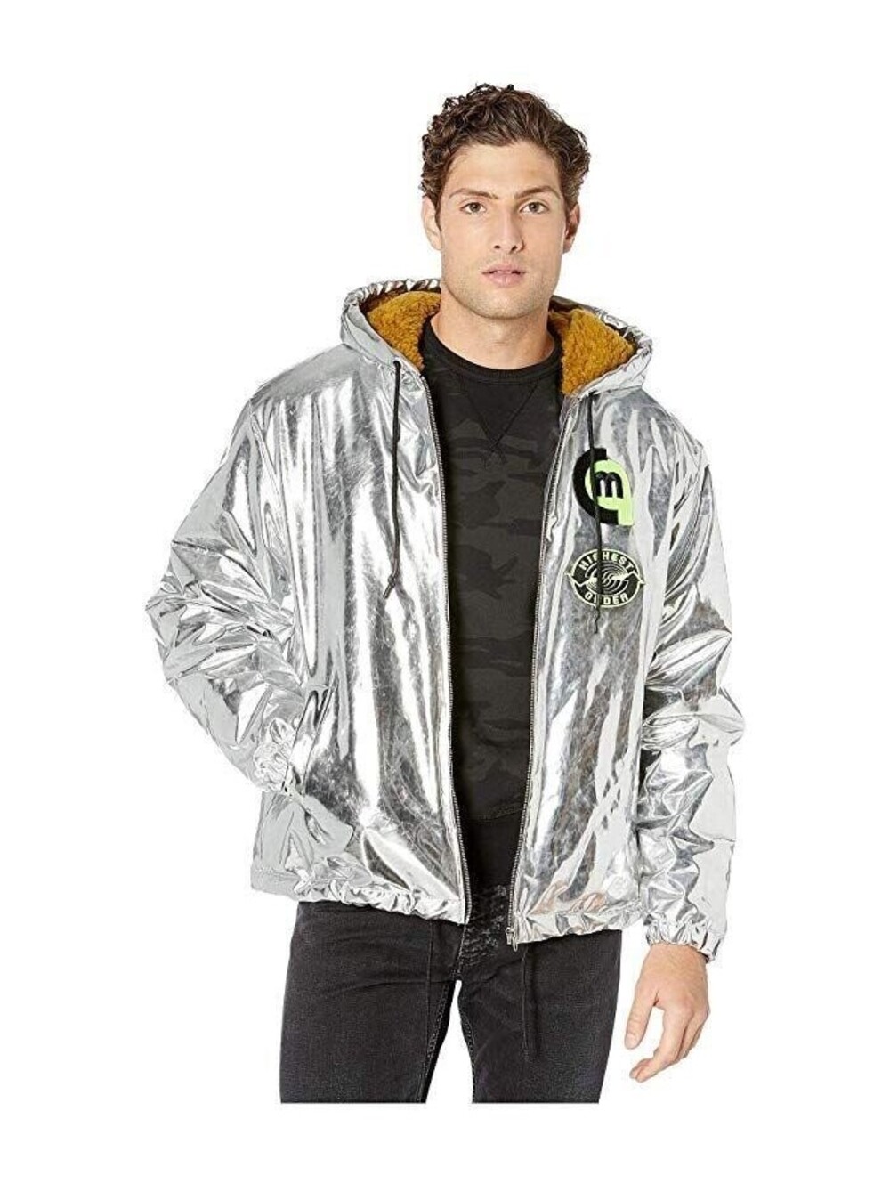 $965 NEW Alexander McQueen McQ Highest Order Metallic Hooded Jacket ITA 52/L